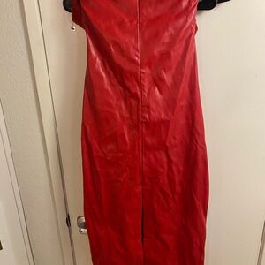 Vibrant Red Faux Leather Jacket